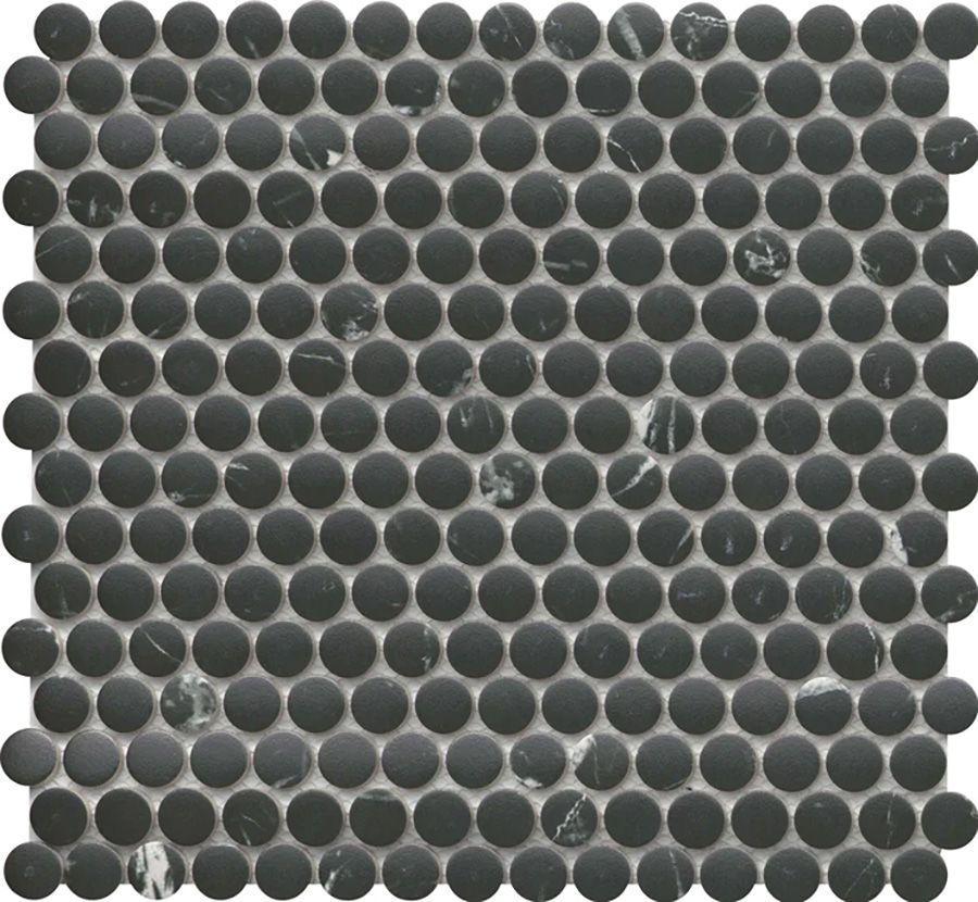 Black Glazed Porcelain Penny Tile