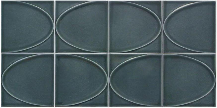 Blue Glossy Ellipse Ceramic