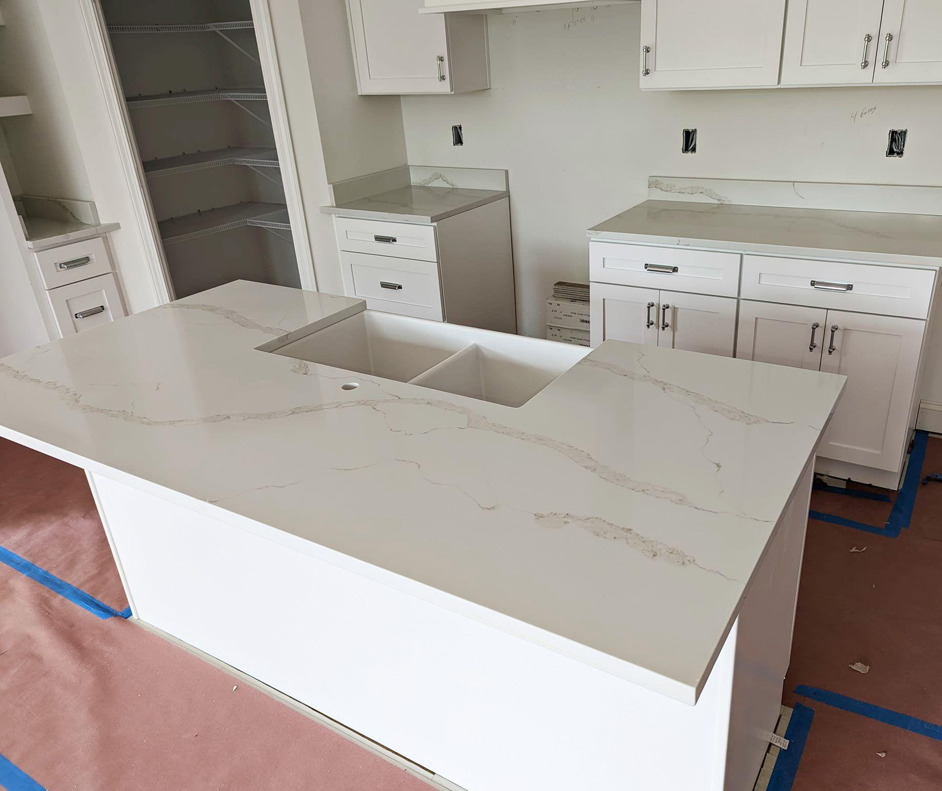 Calacatta Oro Quartz Kitchen Island