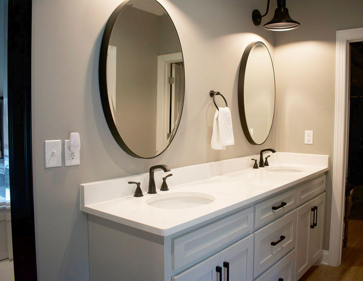 White Zen Quartz Master Bathroom Countertops